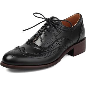 أحذية Roimaash Leisure Oxford للسيدات ذات لونين من Wingtip Brogue