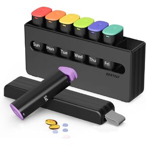 Weekly Pill Organizer 2 Times a Day - Am Pm Pill Box 7 Day, Large Twice Medicine Pill Case for Daily Medication, Vitamins, Fish Oils, Supplements Portable Week Pill Holder Container, Translucent Black