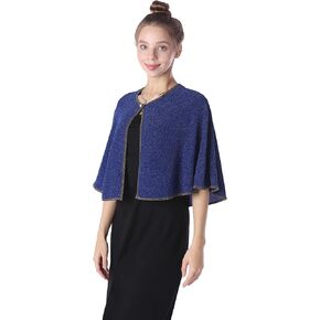 Baoqiya Women's Soft Sparkly Capelet Shawl Wraps Shrug for Evening Dress Wedding Cape Cover Up