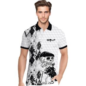 HIVICHI Golf Shirts for Men Funny Print Crazy Hawaiian Mens Polo Shirt