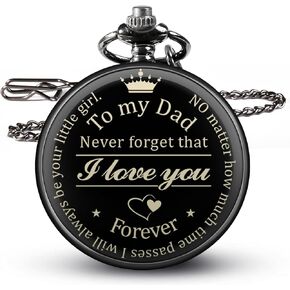 Fathers Day Dad Gifts from Daughter Son, Birthday Gifts for Dad Grandpa Husband Step Dad Personalized Pocket Watch with Chain