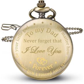 Fathers Day Dad Gifts from Daughter Son, Birthday Gifts for Dad Grandpa Husband Step Dad Personalized Pocket Watch with Chain