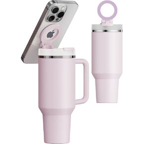 Stanley Cup Holder Magnetic Phone Holder for Quencher H2.0 FlowState 20/ 30oz Foldable Stand Stanley Cup Accessories Hands-Free Carry Gym Record for All Phones Cases Light Lilac M(20/30)