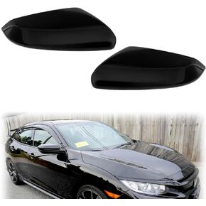 غطاء مرآة جانبية بديلة لسيارة Honda Civic الجيل العاشر 2016-2021 - لمسة نهائية سوداء لامعة، سهلة التركيب لملحقات honda civic