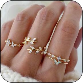 HUASAI Gold Rings for Women Non Tarnish Stocking Stuffers Stackable Rings Set Boho Moon Star Midi Pinky Knuckle Rings Gifts Trendy Stuff Gifts Jewelry