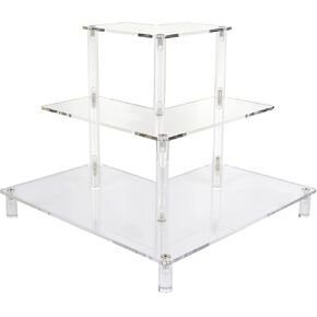 3 Tier Acrylic Display Riser, Display Stand for Amiibo Funko POP Figures, Corner Shelf for Living Room, Bathroom, Home