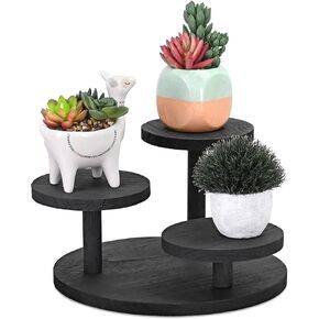 MOOCA 3-Tier Wooden Display Riser for Jewelry, Wooden Jewelry and Figurine Display Risers, Wood Riser for Decor Display, Multilevel Stand for Action Figures and Home Decor, Black Color