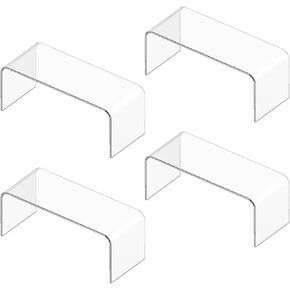 Large Acrylic Risers Display Stands, 4 Pack 5mm Thick Clear Perfume Stand, Shelf Risers for Books, Toys, Cupcakes, Figures and so on (11.8 x 4.72 x 4.72 inches)