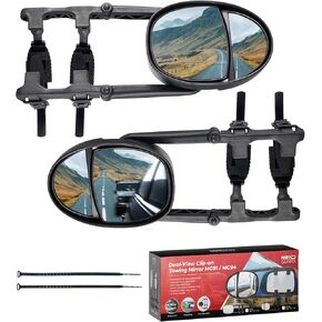 Extended Towing Mirrors - Side Mirror Extensions for Trucks, RVs, Trailers - Universal Clip Towing Mirror - Tow Mirrors with Mirror Extenders for Towing - Clip Trailer Mirror Towing (MG94)
