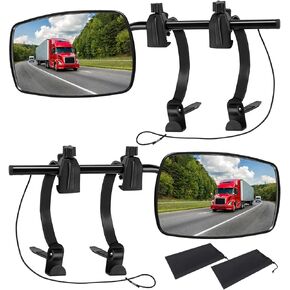 Towing Mirrors Extensions for Towing, 360 Degree Adjustable Rotation Side Mirror Extenders for Towing, Convex Rearview Mirror, Tow Mirrors for Car Truck Trailer RV SUV, 2 Pack in Kuwait