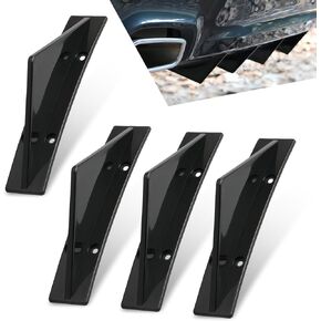 4 PCS Car Lower Bumper Lip Diffuser, Waterproof Vehicle Rear Splitter Lip Wing, Universal Anti-Crash Durable Automotive Spoiler Fin Protector Decoration for Car SUV Truck (Black #Curved)