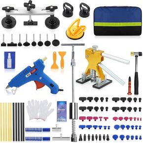 100PCS Paint-Friendly Dent Repair Kit Professional, DIY Body Repair Dent Removal Tools with Black Dent Lifter, Bridge, T-Bar Puller, Suction Cup&Glue Gun for Auto Body Repair