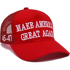 Trump Hat MAGA Hats Trump 2024 45-47 Make America Great Again Slogan with USA Flag Adjustable Baseball Cap Mesh-Back