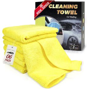 Microfiber Rags Car Interior & Exterior，Car Towels Highly Absorbent，Lint Free and Reusable，Cleaning Rags for House,Kitchen,Bathroom,Office，16"x16"|Blue 6-Pack