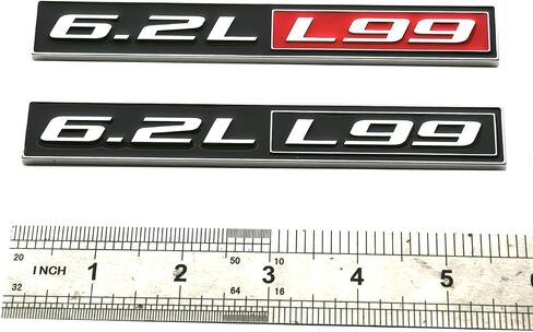 2pcs 6.2L Liter L99 Real Engine Hood Emblem Badge Nameplate Crate Replacement for Universal Cars (Chrome Red), EI-SilveCutom#2 in Kuwait