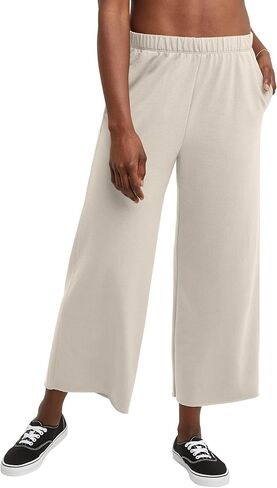Hanes Women's Originals Wide Leg Crop Pants, Retro Lightweight French Terry Pants, 25" in Saudi Arabia