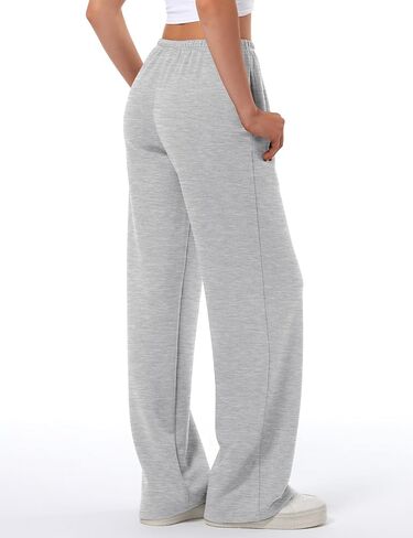 HeSaYep Women's Wide Leg Sweatpants Straight Leg Lowrise Sweat Pants Drawstring Elastic Low Waist Pants with Pockets in Kuwait