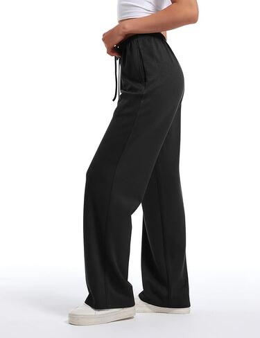 HeSaYep Women's Wide Leg Sweatpants Straight Leg Lowrise Sweat Pants Drawstring Elastic Low Waist Pants with Pockets in Kuwait