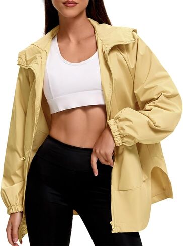 American Trends Women Rain Jacket with Hood Lightweight Rain Coats for Women Trench Waterproof Windbreaker With Back Pockets in Saudi Arabia