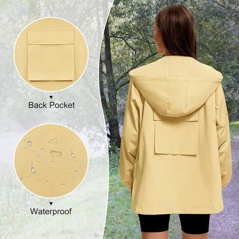 American Trends Women Rain Jacket with Hood Lightweight Rain Coats for Women Trench Waterproof Windbreaker With Back Pockets in Saudi Arabia