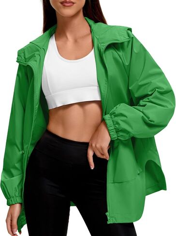 American Trends Women Rain Jacket with Hood Lightweight Rain Coats for Women Trench Waterproof Windbreaker With Back Pockets in Saudi Arabia