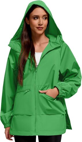 American Trends Women Rain Jacket with Hood Lightweight Rain Coats for Women Trench Waterproof Windbreaker With Back Pockets in Saudi Arabia