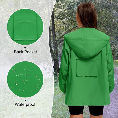 American Trends Women Rain Jacket with Hood Lightweight Rain Coats for Women Trench Waterproof Windbreaker With Back Pockets in Saudi Arabia