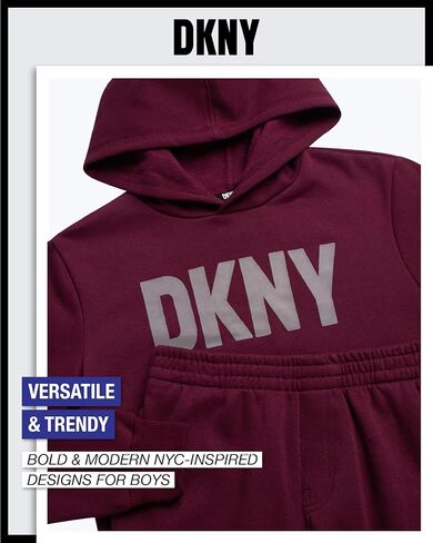 DKNY Boys' Short Set - 2 Piece Soft Fleece Active Hoodie and Running Shorts - Athletic Boys' Matching Outfit Set (Sizes:8-12) in Saudi Arabia