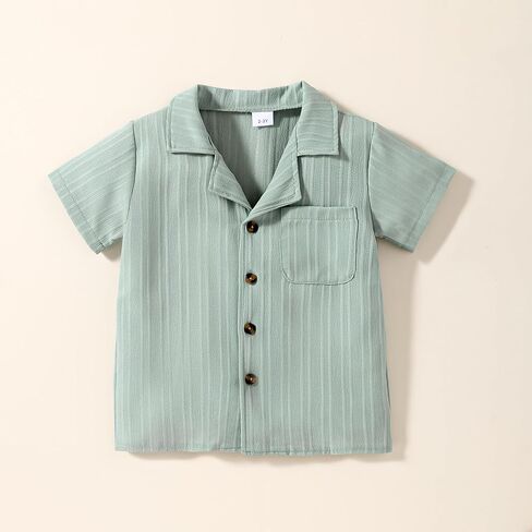 Kid Toddler Boy Clothes Short Sleeve Button-Down Shirt+Shorts+White Vest Summer Clothing Set 2-12 Years in Saudi Arabia