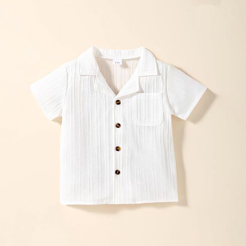 Kid Toddler Boy Clothes Short Sleeve Button-Down Shirt+Shorts+White Vest Summer Clothing Set 2-12 Years in Saudi Arabia