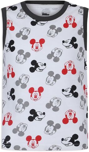 Disney Mickey Mouse Boys 3 Piece T-Shirt, Tank Top and Shorts Set for Toddlers - Red/White/Grey in Saudi Arabia