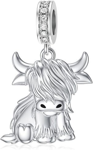 Highland Cow Charm Birthstone for Bracelet Cow Bead Charm 925 Sterling Silver Highland Cow Gifts Jewelry for Women Cow lover in Kuwait