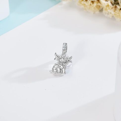 Highland Cow Charm Birthstone for Bracelet Cow Bead Charm 925 Sterling Silver Highland Cow Gifts Jewelry for Women Cow lover in Kuwait