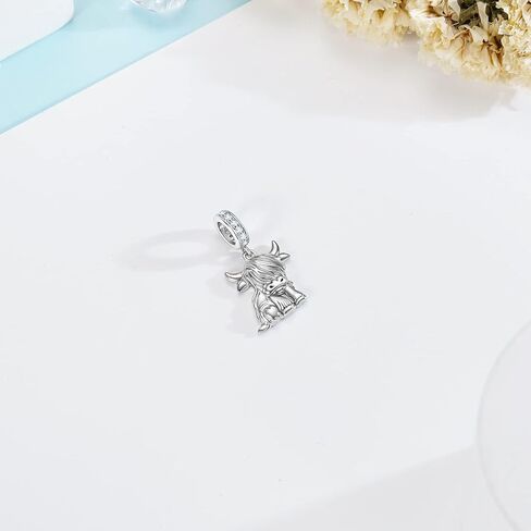 Highland Cow Charm Birthstone for Bracelet Cow Bead Charm 925 Sterling Silver Highland Cow Gifts Jewelry for Women Cow lover in Kuwait