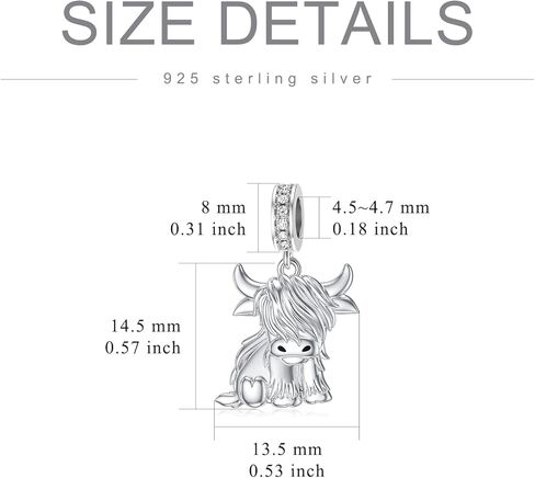 Highland Cow Charm Birthstone for Bracelet Cow Bead Charm 925 Sterling Silver Highland Cow Gifts Jewelry for Women Cow lover in Kuwait