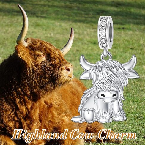 Highland Cow Charm Birthstone for Bracelet Cow Bead Charm 925 Sterling Silver Highland Cow Gifts Jewelry for Women Cow lover in Kuwait