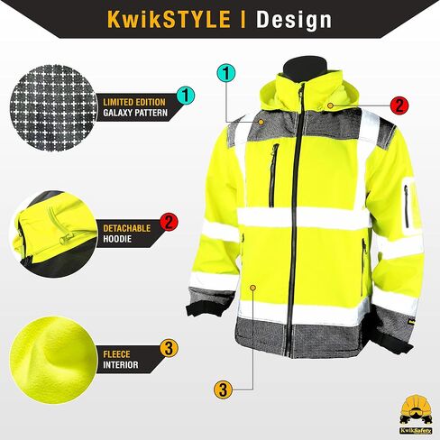 KwikSafety - شارلوت، كارولاينا الشمالية - سترة أمان Softshell من AGENT & GALAXY [تصميم أساسي وإصدار محدود] تم اختبارها من الفئة 3 بواسطة ANSI OSHA in Kuwait
