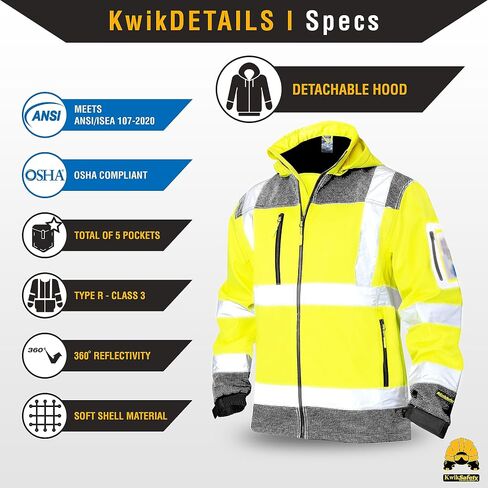 KwikSafety - شارلوت، كارولاينا الشمالية - سترة أمان Softshell من AGENT & GALAXY [تصميم أساسي وإصدار محدود] تم اختبارها من الفئة 3 بواسطة ANSI OSHA in Kuwait
