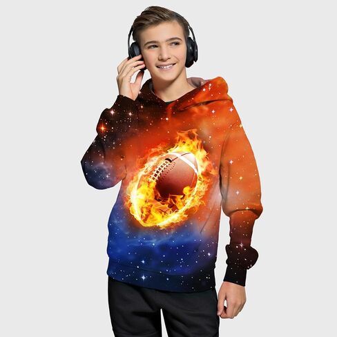 Kids 3D Graphic Hoodie Pullover for Boys Girls, Novelty Designs Unisex Hooded Sweatshirt, Long Sleeve Teens Top in Saudi Arabia