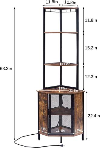 VECELO Corner Cabinet, Tall Storage Shelf, Bookshelf Display Shelves Rack for Living Room, Kitchen, Balcony, Small Space in Saudi Arabia