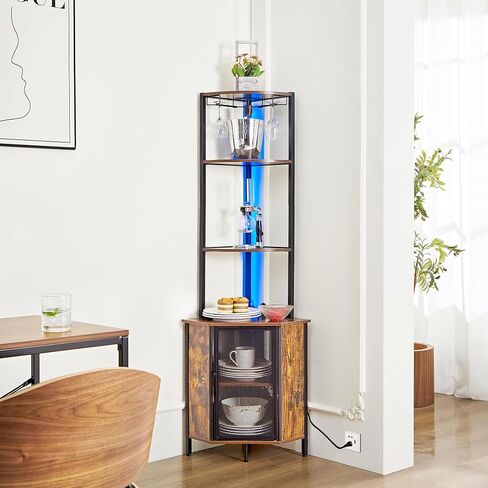 VECELO Corner Cabinet, Tall Storage Shelf, Bookshelf Display Shelves Rack for Living Room, Kitchen, Balcony, Small Space in Saudi Arabia