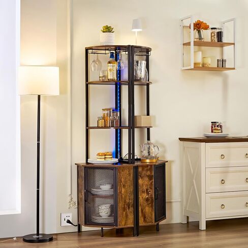 VECELO Corner Cabinet, Tall Storage Shelf, Bookshelf Display Shelves Rack for Living Room, Kitchen, Balcony, Small Space in Saudi Arabia