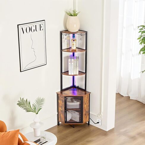 VECELO Corner Cabinet, Tall Storage Shelf, Bookshelf Display Shelves Rack for Living Room, Kitchen, Balcony, Small Space in Saudi Arabia