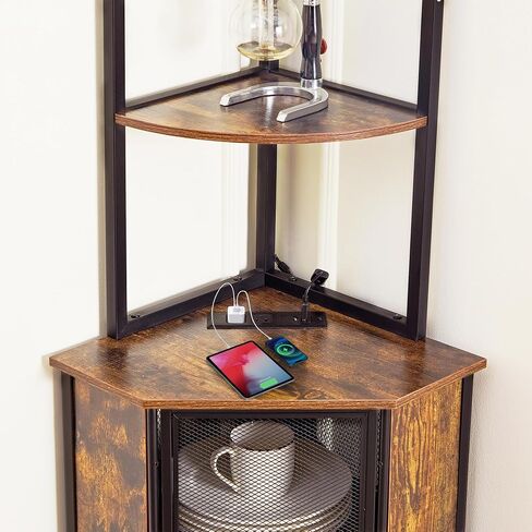 VECELO Corner Cabinet, Tall Storage Shelf, Bookshelf Display Shelves Rack for Living Room, Kitchen, Balcony, Small Space in Saudi Arabia