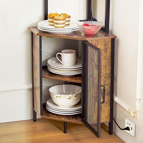VECELO Corner Cabinet, Tall Storage Shelf, Bookshelf Display Shelves Rack for Living Room, Kitchen, Balcony, Small Space in Saudi Arabia