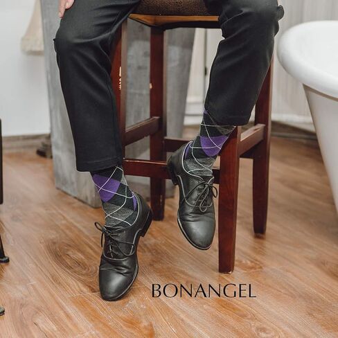 جوارب صوف ميرينو من BONANGEL للرجال، جوارب صوف رقيقة للرجال، جوارب شتوية من الصوف الحراري، جوارب سوداء للطاقم in Kuwait
