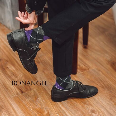 جوارب صوف ميرينو من BONANGEL للرجال، جوارب صوف رقيقة للرجال، جوارب شتوية من الصوف الحراري، جوارب سوداء للطاقم in Kuwait
