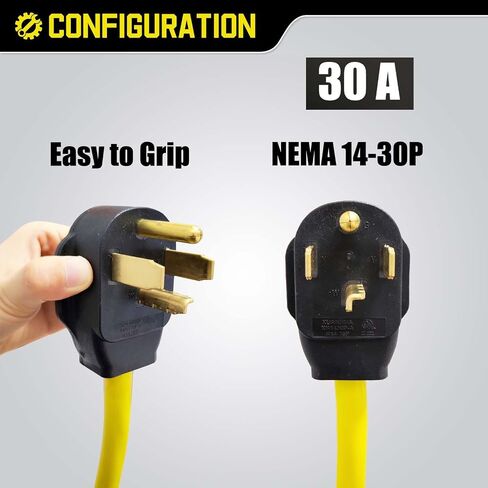 NEMA 10-30P to 14-50R EV Charger Adapter, 220V Dryer Plug Adapter 3 Prong to 4 Prong 30 Amp to 50 Amp, Compatible with Tesla, Female with Grip Handle in Saudi Arabia