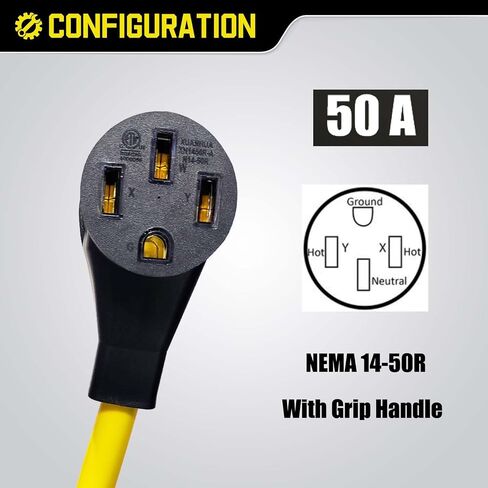 NEMA 10-30P to 14-50R EV Charger Adapter, 220V Dryer Plug Adapter 3 Prong to 4 Prong 30 Amp to 50 Amp, Compatible with Tesla, Female with Grip Handle in Saudi Arabia