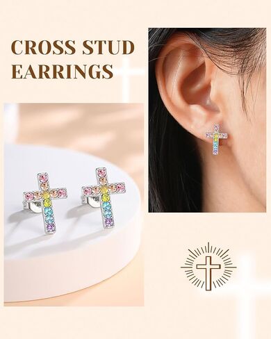 UPROMI Cross Earrings Confirmation Catholic Christian Religious Birthday Gifts Christmas for Teens Tween Teenager in Saudi Arabia